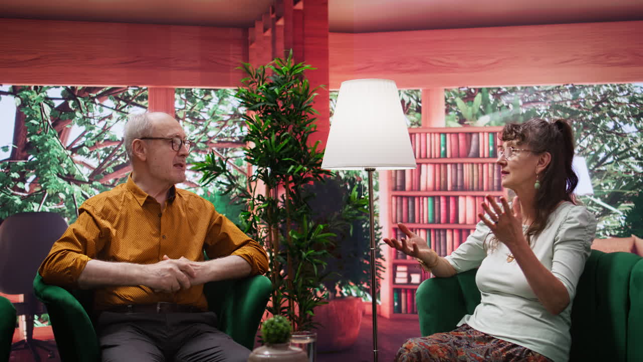 편안한 집에서 미소 짓는 노인들이 여가 시간 동안 유대감과 웃음을 나누고 있습니다.