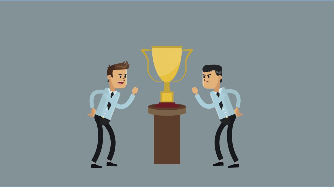 businessmen with trophy cup characters