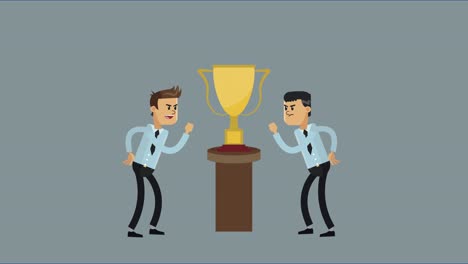 hombres de negocios con personajes de trofeos