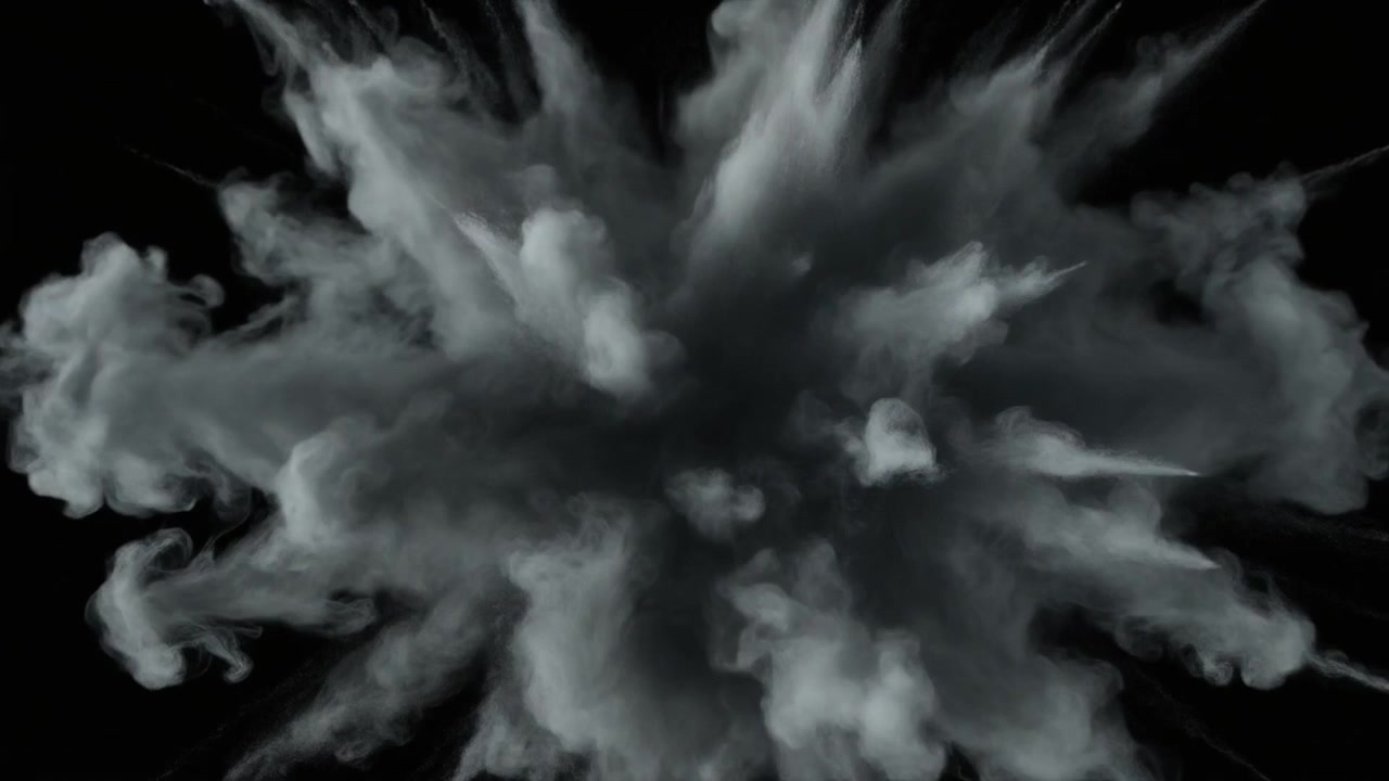 Slow Motion Explosion of White Powder Against Black Background