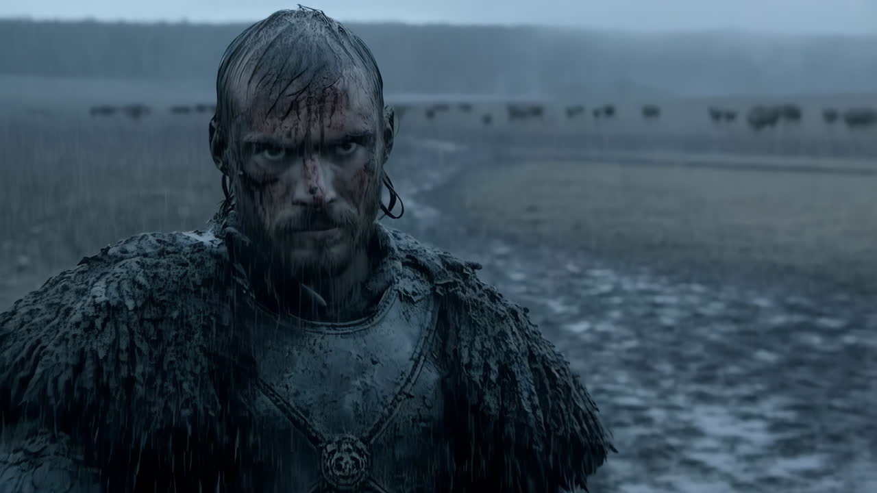 Viking Warrior in the Rain