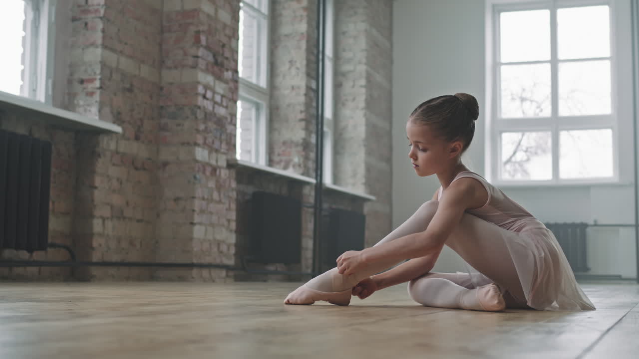 Little Ballerina Preparing For Ballet Lesson