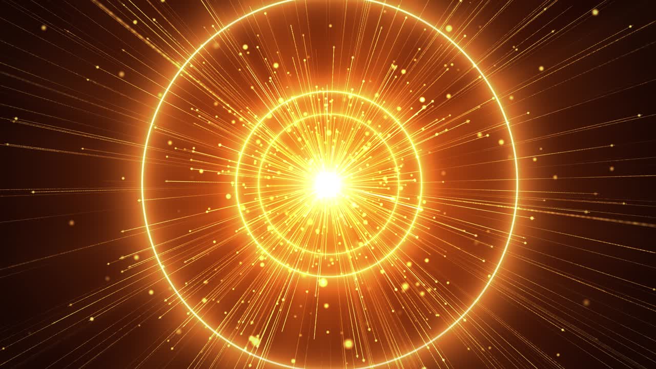 velocidad de la luz rayos dorados brillantes estrellas en fondo de bucle de movimiento.