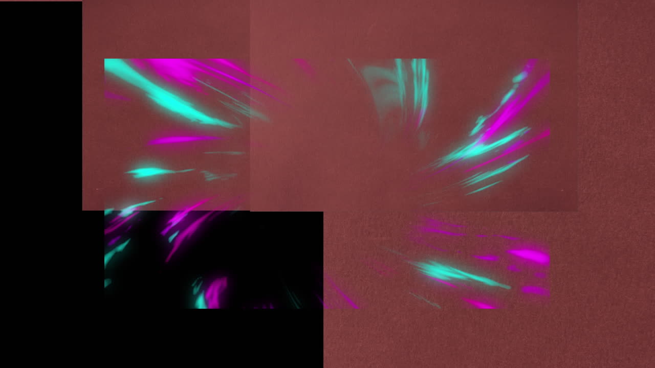 animación de líneas en movimiento coloridas y explosión sobre fondo marrón