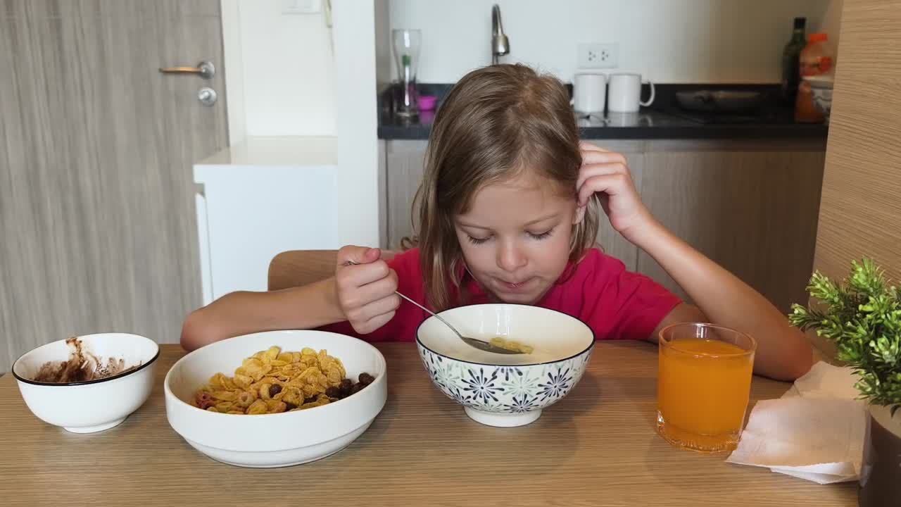 A child having breakfast