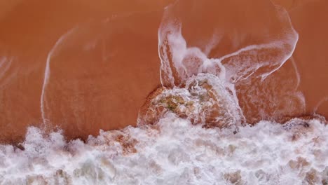 ferragudo beautiful beach scenery on portugal ocean coast - aerial overhead