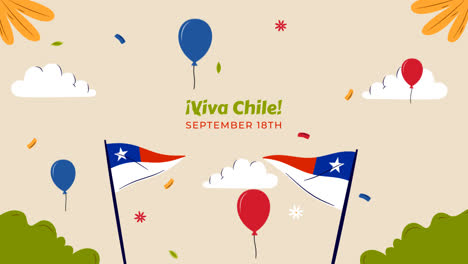 una animación de fondo plano para las celebraciones de las fiestas patrias de chile