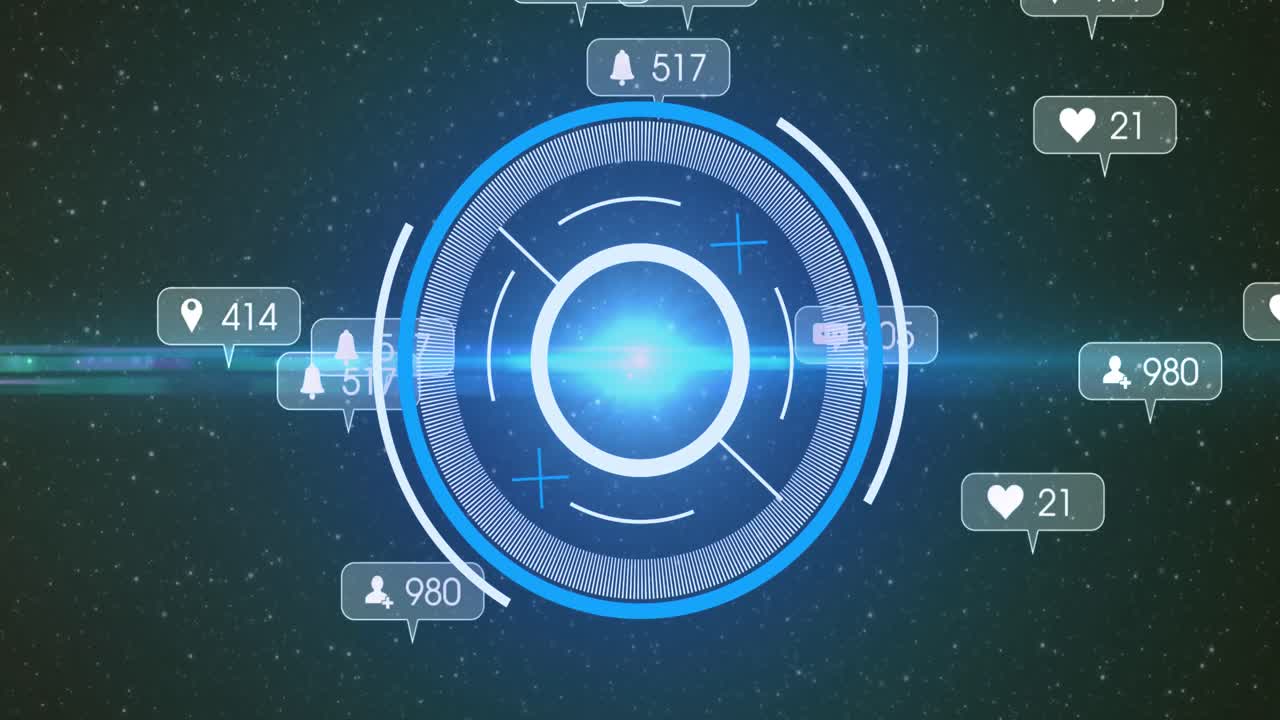 범위 스캐닝을 통해 배너에 소셜 미디어 아이콘의 애니메이션