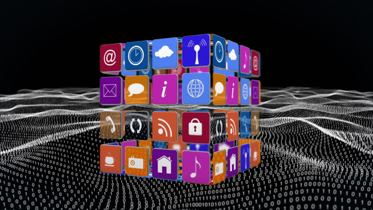 animación de iconos de medios a través de codificación binaria