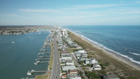 inclinación aérea hacia arriba sobre la vista costera de la playa de wrightsville