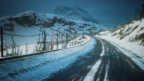 winter road on lofoten islands