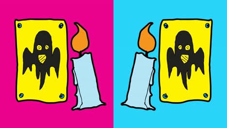 kids drawing pop art seamless background with theme of ghosts and candles
