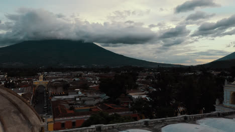 Drone-shot-of-Antigua,-Guatemala