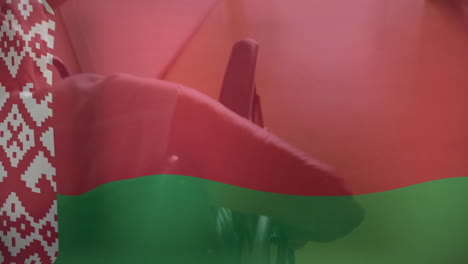 belarus flag animation with person using wheelchair, promoting accessibility in school