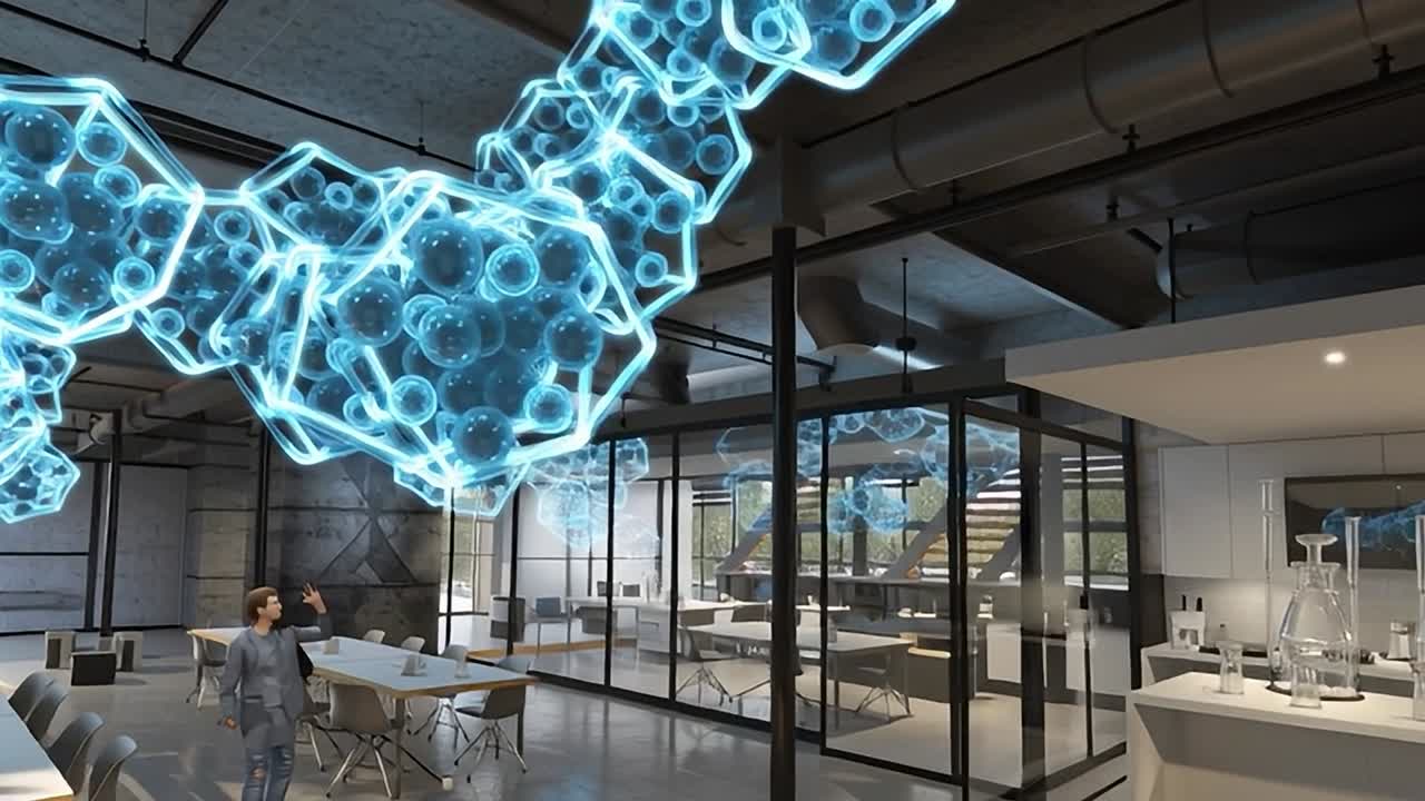 Moderne laboratorium med innovativt design og holografiske displays