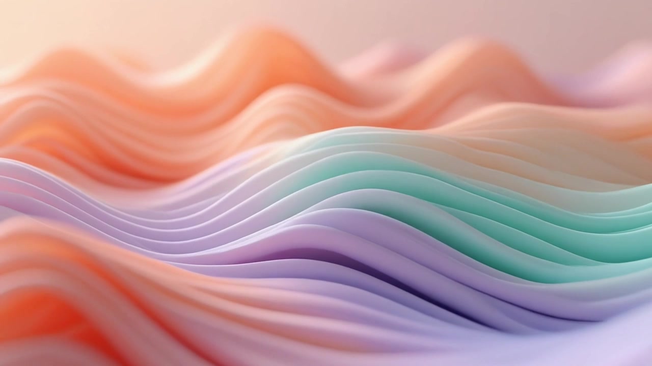 Abstract 3D Animation of Pastel Colored Wavy Surfaces