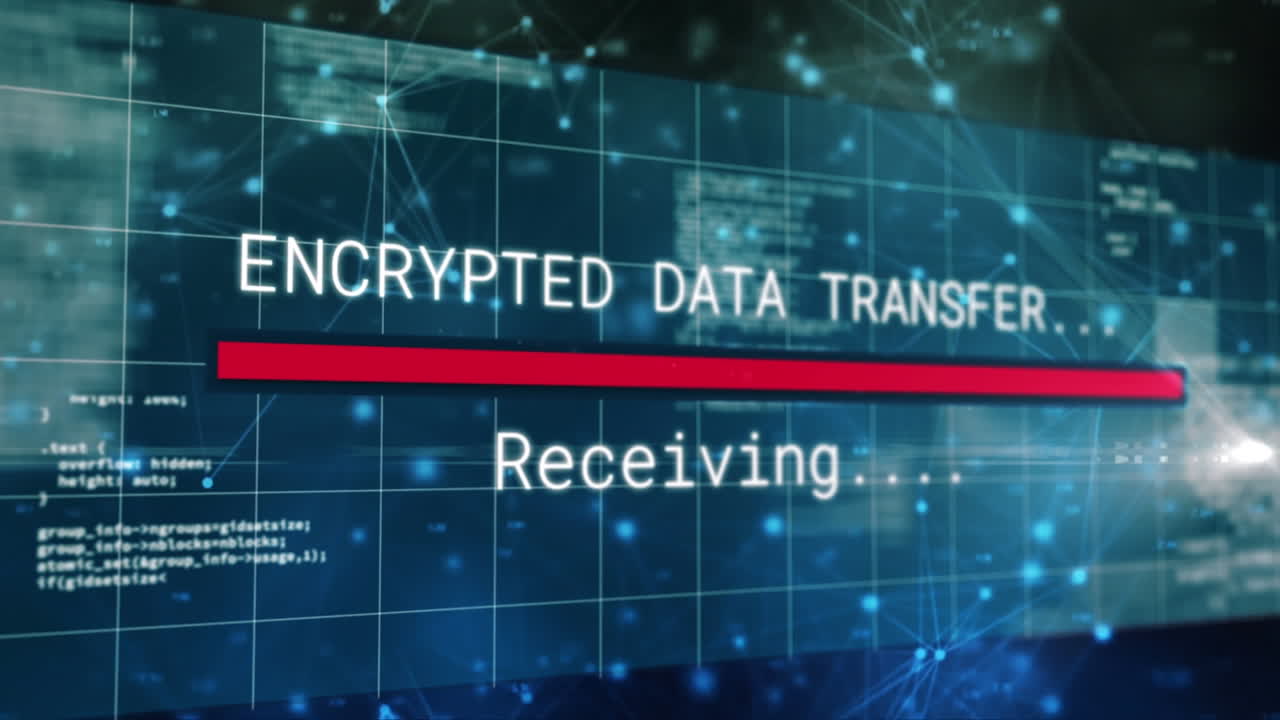 animación del procesamiento de datos sobre un fondo negro