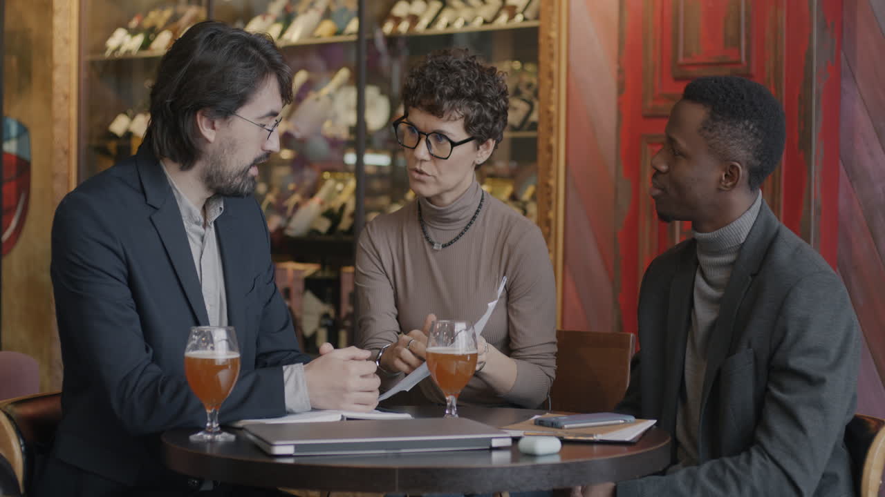 Business Meeting in a Wine Bar