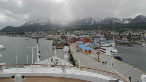 port in the small city with mountains