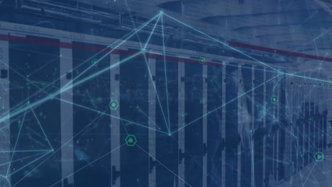 animación del procesamiento de datos digitales a través de servidores informáticos