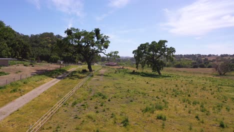 beautiful aerial over a horse farm or ranch in santa barbara county california 1