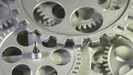 metallic gears rotation