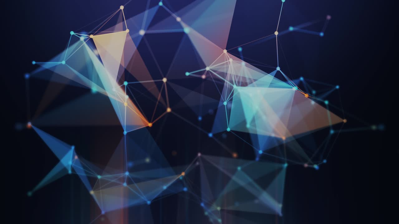 Geometric abstract background with connected line and dots animation loop