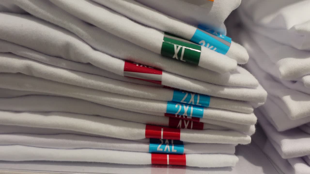 Stack of White T-Shirts in Different Sizes
