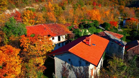 aerial 4k drone video unveils the haunting beauty of slapnik, an abandoned village in brda, slovenia