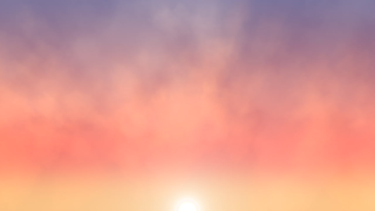 일출 하늘에 태양이 있는 낭만적인 구름