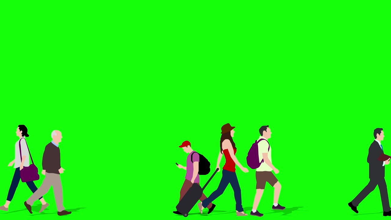 animación de una gran multitud que cruza (4k video).