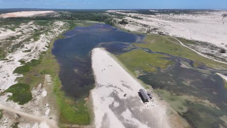 jegue lagoon at paraipaba in ceara brazil. nature landscape. beautiful sand dunes. jegue lagoon at paraipaba. rainwater lakes. almecegas lake. summer travel. brazil northeastern