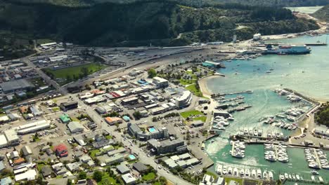 picton harbour and township on new zealand seaside