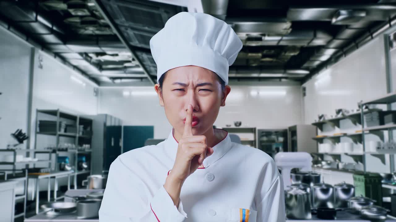 셰프는 침을 제스처합니다.