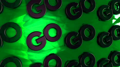 3d rendered 'go' text pattern on a green background