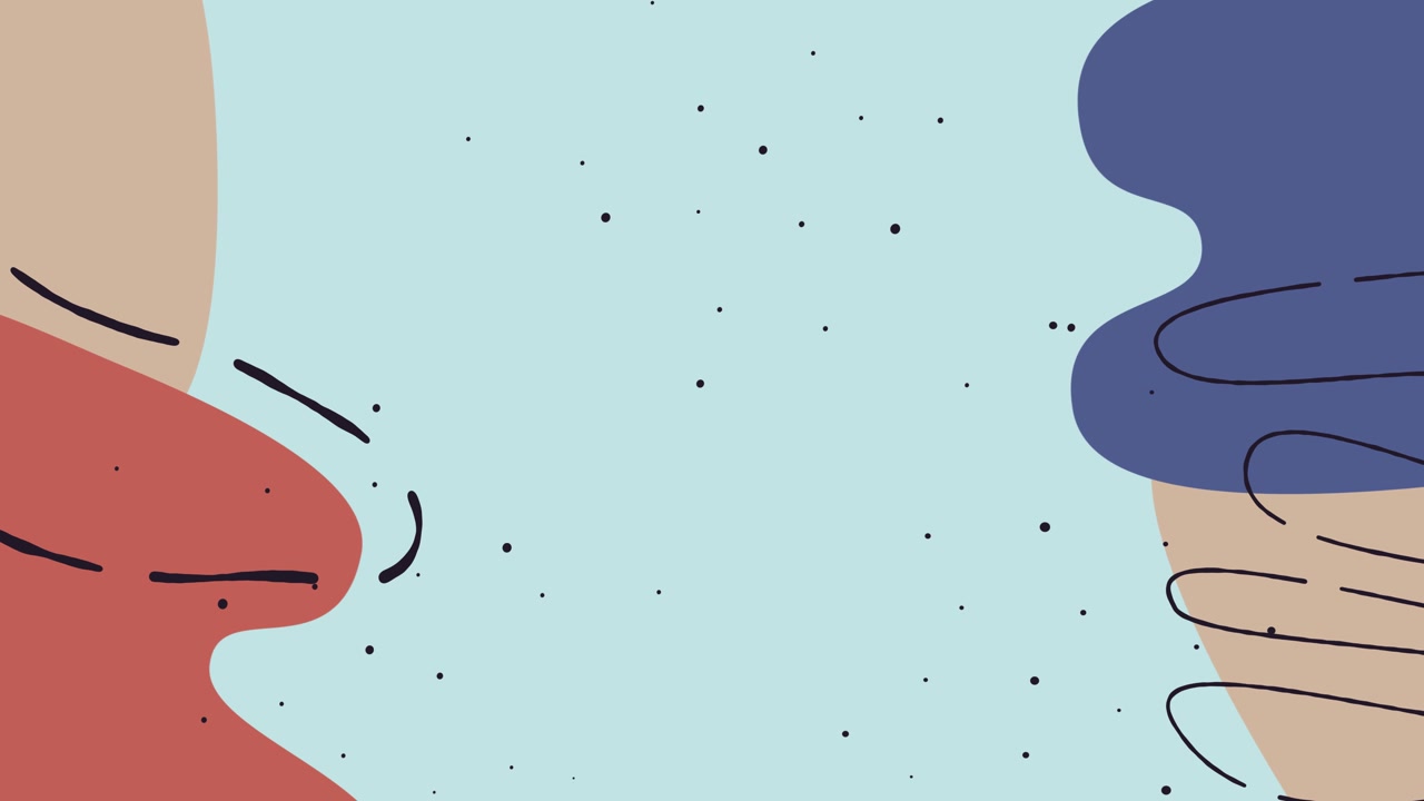Sfondo animato astratto con forme organiche colorate e linee disegnate a mano