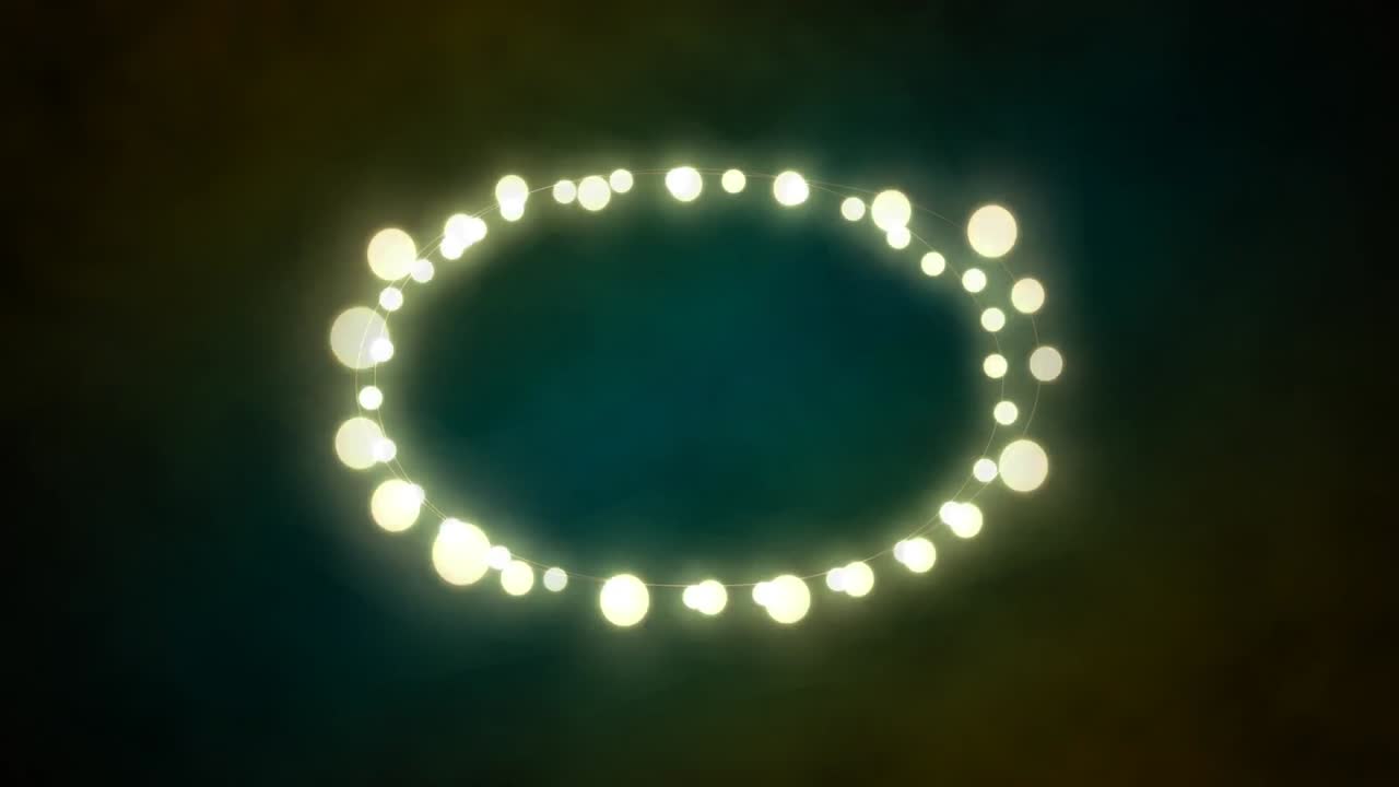 초록색 바탕에 불빛이 빛나는 타원형