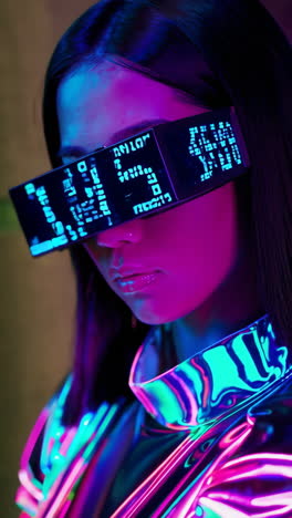 cyberpunk woman with futuristic digital glasses