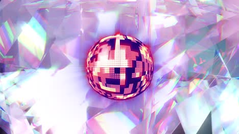 animation of digital disco ball over crystal