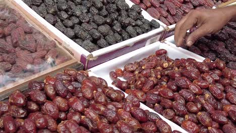 many date fruits display for sale at local market