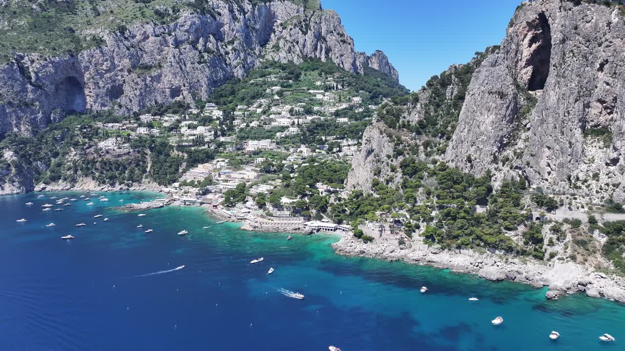 Capri Island At Naples In Campania Italy. Beach Landscape. Giant Cliffs Scene. Capri Island At Naples In Campania Italy. Medieval City Skyline. Bay Of Naples Mediterranean Sea. Beach Skyline.