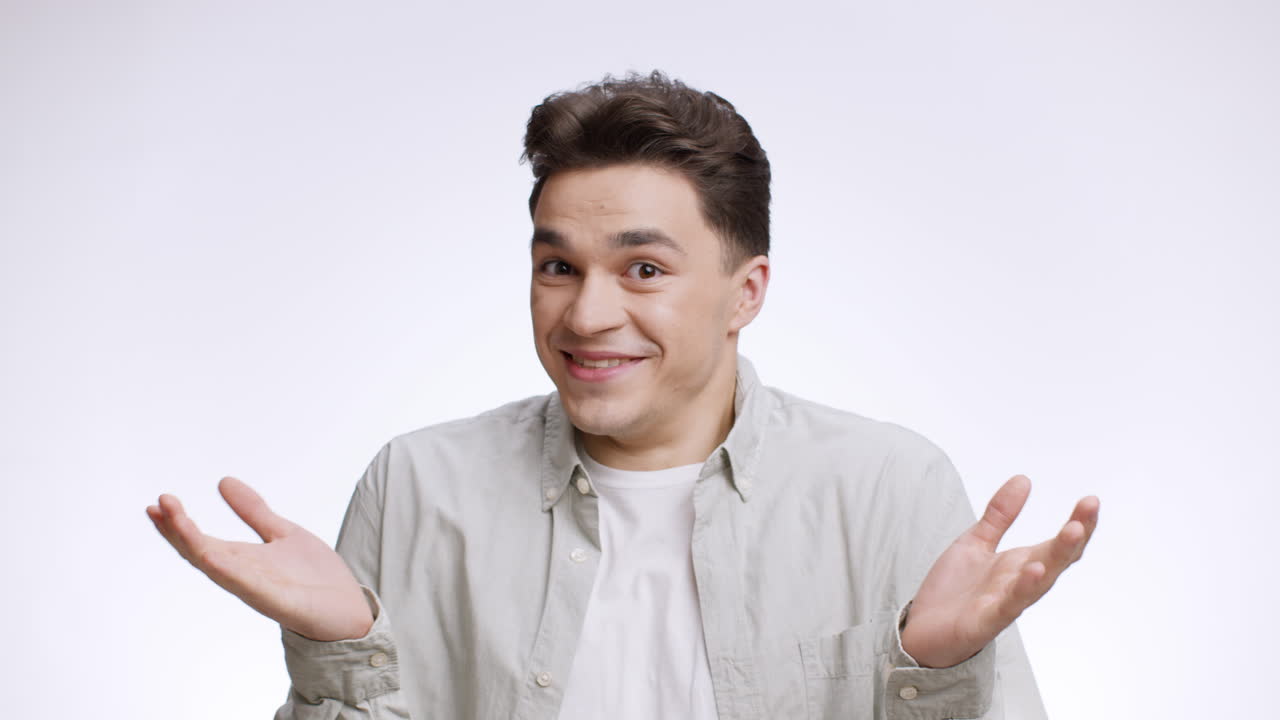 Man with various facial expressions and gestures