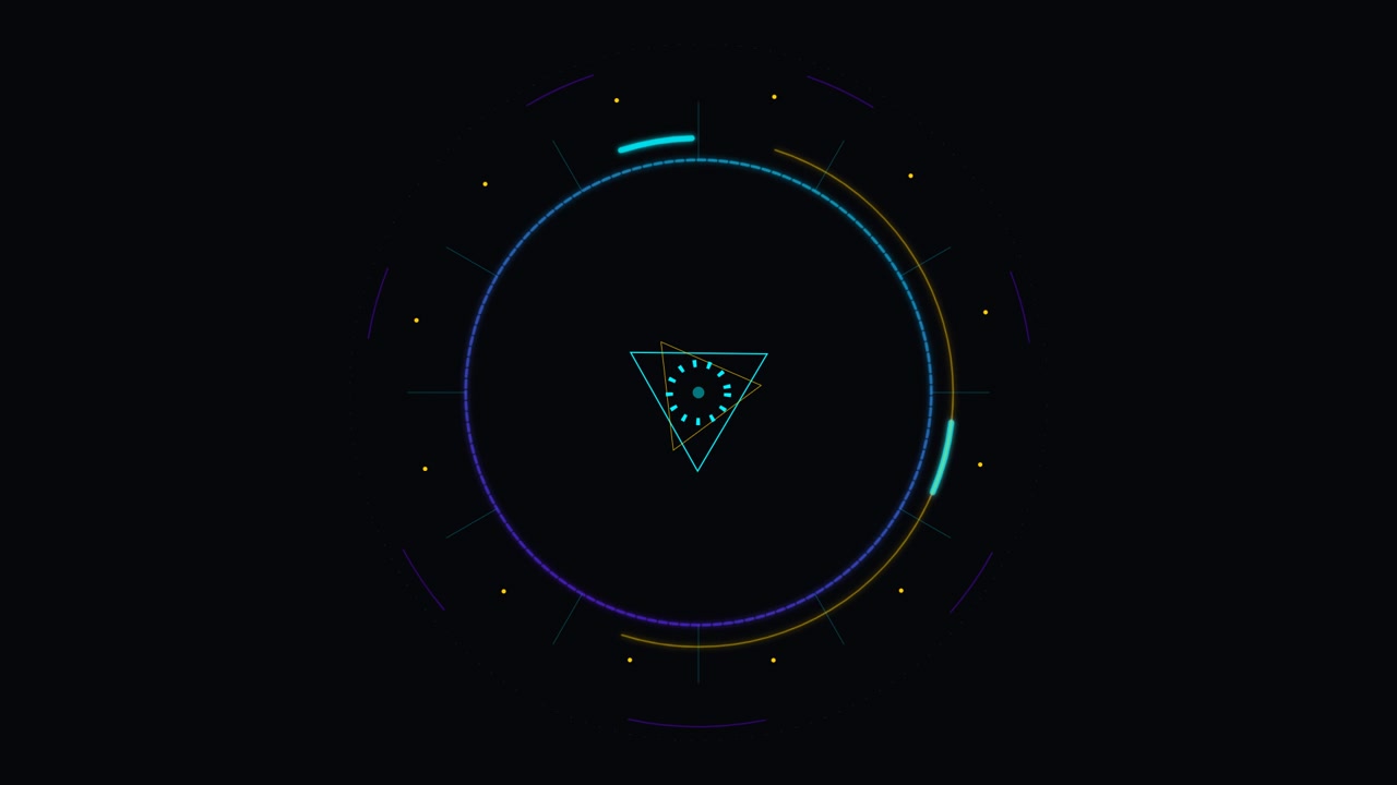 Abstract Digital HUD Interface with Rotating Geometric Triangle