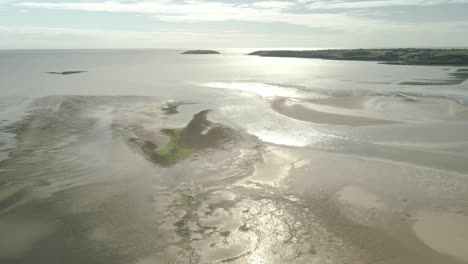 County-Cork,-Ireland---A-Panoramic-View-of-Pilmore-Strand-Beach-During-Low-Tide---Aerial-Drone-Shot