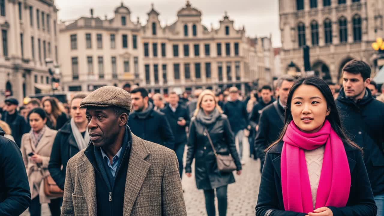 A Busy Urban Scene Capturing Diverse Faces and Expressions in a City's Heart during a Typical Day with People Engaged in Their Daily Lives