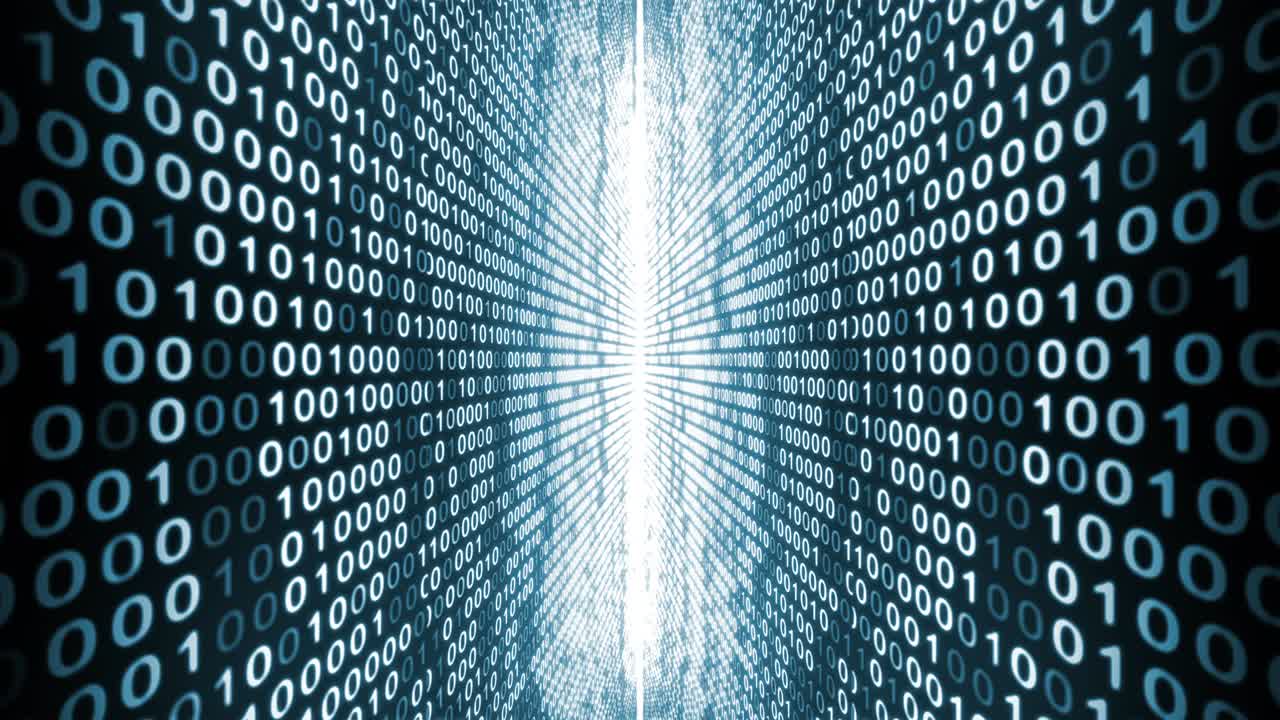 Digital binary code blue walls animation looping background