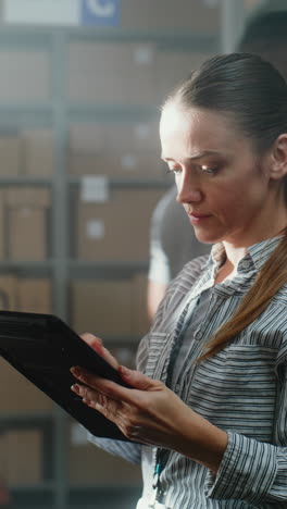 warehouse employee using tablet