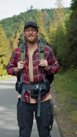 man hiking in forest