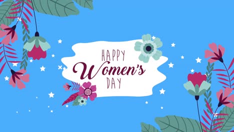 happy womens day lettering card with garden flowers