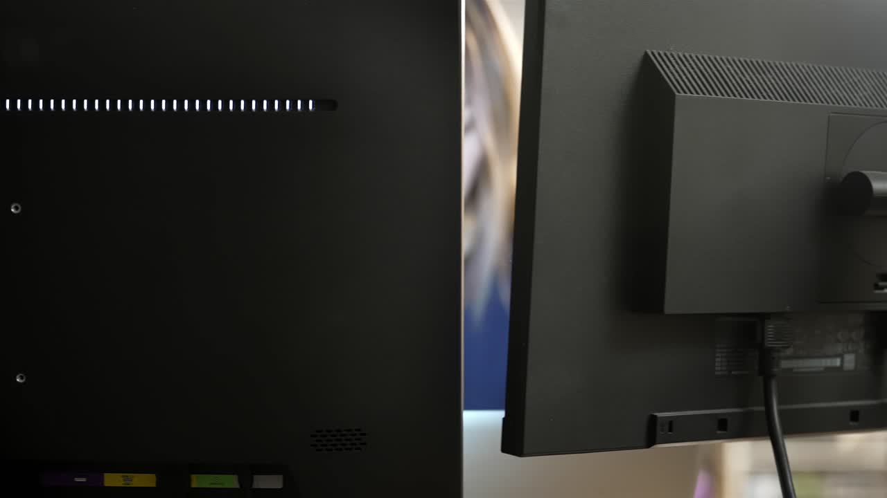 Rear view of professional monitor for office workstation